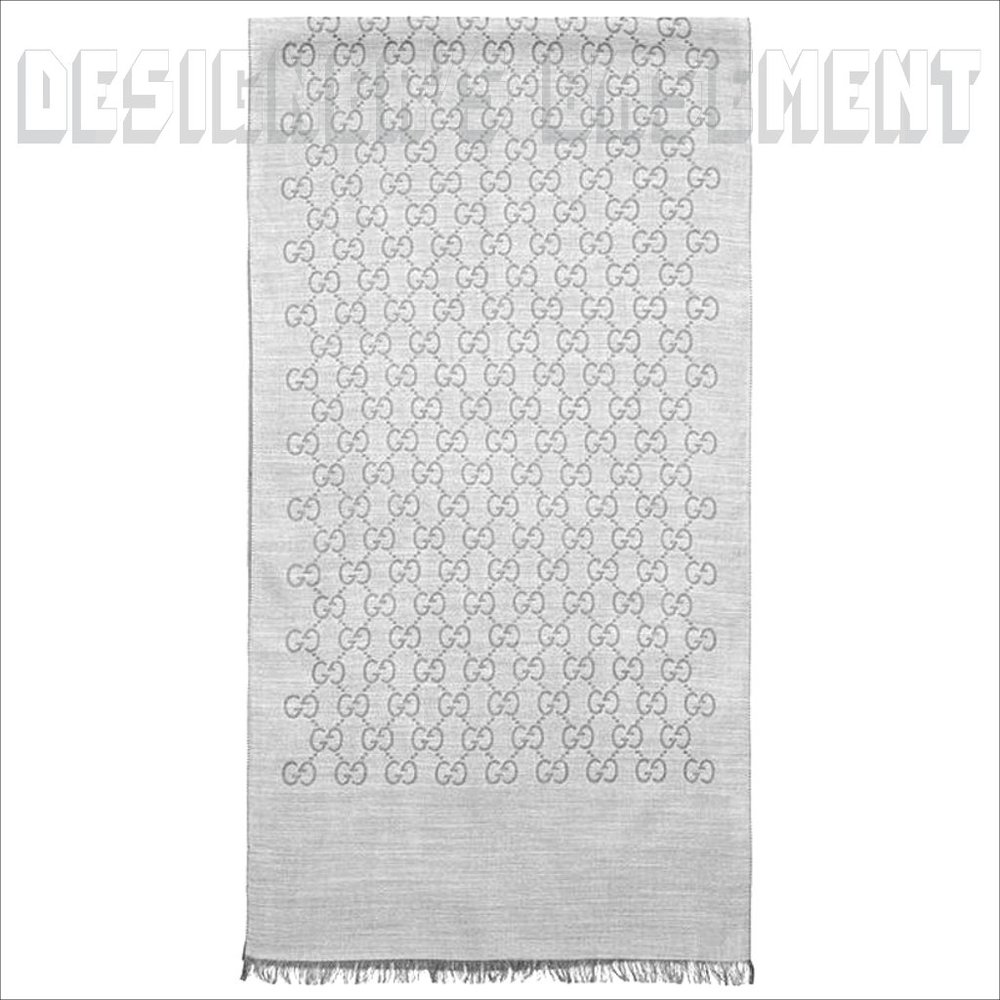 GUCCI light & Heather Gray GGNAT wool & silk 18x70" shawl Pashmina scarf NWT - Picture 5 of 10